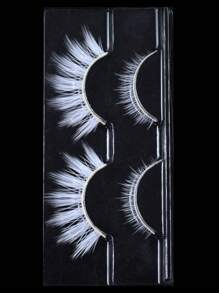 2pairs Up And Lower White Colored False Strip Eyelashes For Cosplay Party Beauty Color Fake Lashes