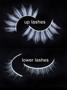 2pairs Up And Lower White Colored False Strip Eyelashes For Cosplay Party Beauty Color Fake Lashes