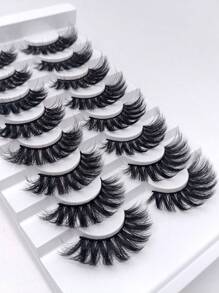 8pairs Volume 5D Faux Mink False Eyelashes Dense Full Strip Lashes Dramatic Fluffy Thick Fake Lash Strip Lashes,Lashes,Eyelashes,Fake Lashes - Black - View 2