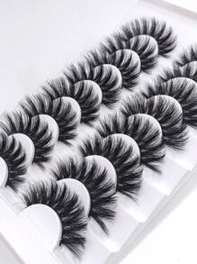 8pairs Volume 5D Faux Mink False Eyelashes Dense Full Strip Lashes Dramatic Fluffy Thick Fake Lash Strip Lashes,Lashes,Eyelashes,Fake Lashes - Black - View 5