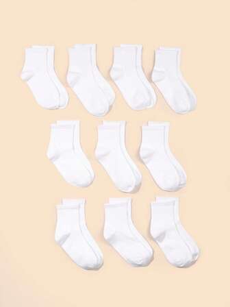 10對男女通用純色網眼襪，適用於男女孩女孩，夏季休閒中筒襪