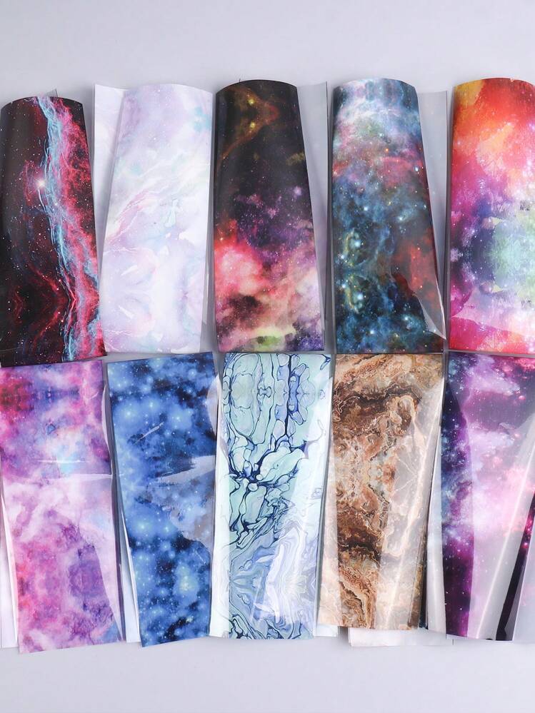 10 Styles/Bag Starry Marble Nail Art Transfer Sticker - Multicolor - View 8