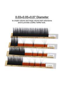 12行數13mm濃密卷翹單根假睫毛 - 黑色 - 查看 2