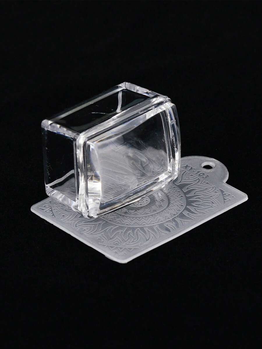 FULL BEAUTY Clear Square Nail Stamper Silicone Head Manicure Scraper Polish Transfer Template Kit Nail Stamping,Nail Supplies,Nail Tools,Nail Art Tools,Back To School,Nails,Nail Tools For Press On Nails - Clear - View 1