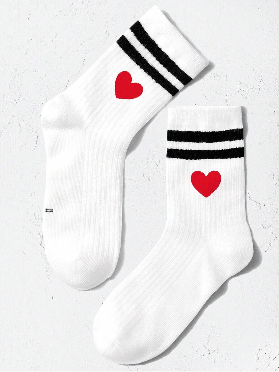 1雙兒童愛心中筒運動襪,適合作為禮物或日常穿著 - 彩色 - 查看 1