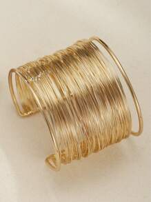 時尚復古風格女式手錶帶水鑽細節和朋克手鍊 - 金色 - 查看 3