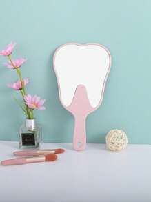 New Tooth Shaped Mirror Can Be Hung Up as Makeup Mirror - Pink - View 1