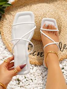 planare 時尚白色涼鞋適用於女士多細帶涼拖 - 白色 - 查看 8