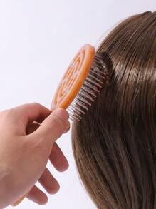 Lược Chải Tóc Có Gương Di Động, 1 Dụng Cụ Tạo Kiểu Tóc Có Thể Gập Lại Bằng Nhựa Hình Bầu Dục Cho Tóc Khô Và Ướt - màu nâu - Xem 4