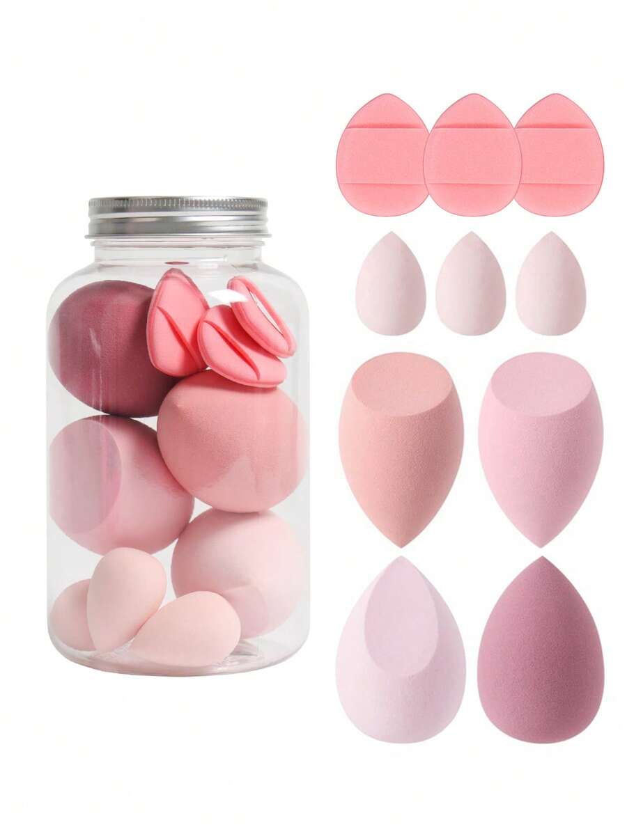 10pcs Makeup Sponge Set With Storage Container, 4pcs Makeup Sponge And 3pcs Mini Makeup Sponge And 3pcs Mini Finger Air Cushion Powder Puff, Foundation Mixed Beauty Sponge, Flawless For Liquid, Cream And Powder, Multicolor Makeup Sponge, Latex-Free Dual-Use Foundation Cream, Contains Air Cushion Puff, Latex-Free Mixed Sponge And Makeup Puff, For Liquid Foundation, Foundation, Concealer. Suitable For All Skin Types.,Cheap,Stocking Stuffers,Makeup,Makeup Tools,Cheap Stuff,Gifts,Gifts For Women,Christmas Gifts - Multicolor - View 1