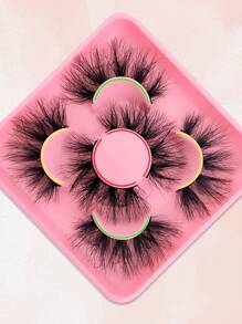 False Eyelashes, 3pairs Fluffy Volumized Eyelashes Lashes Dramatic Look 3D Wispy Faux Mink Lashes - Black - View 4