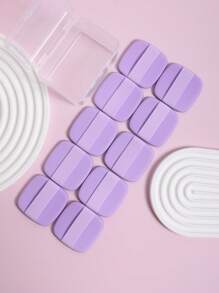 10pcs/set Cushion Powder Puff With Storage Box - Purple - View 3