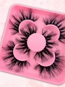 Pestañas postizas, 3 pares de pestañas voluminosas y esponjosas con aspecto dramático, pestañas postizas 3D de visón sintético - Negro - Ver 5