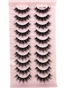 HBZGTLAD 10對/套天然假睫毛持久3D蓬鬆睫毛 - 黑色 - 查看 2