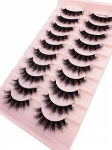HBZGTLAD 10對/套天然假睫毛持久3D蓬鬆睫毛 - 黑色 - 查看 5