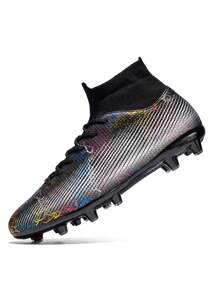 Men Graphic Lace Up Sneakers, Sporty Outdoor Aqua Socks - Black - View 10