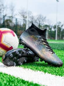 Men Graphic Lace Up Sneakers, Sporty Outdoor Aqua Socks - Black - View 15