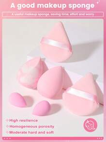 2pcs Makeup Sponge & 2pcs Small Size Makeup Sponge & 2pcs Powder Puff,Makeup,Cheap,Room Decor,Vanity,Travel,Bedroom,Makeup Accessories,Puff,Makeup Blender,Powder Puff,Makeup Sponge,Cheap,Stocking Stuffers,Makeup,Makeup Tools,Cheap Stuff,Gifts,Gifts For Women,Christmas Gifts - Pink - View 5