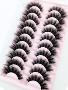 HBZGTLAD 10 Pairs Of D Curl Natural False Eyelashes, 3D Mink Lashes Extension Strip Lashes, Lashes, Eyelashes, Fake Lashes - Black - View 6