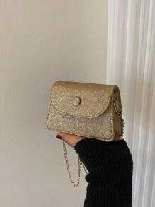 Mini Square Bag Flap Chain PU - Gold - View 1