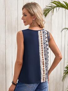 EMERY ROSE 幾何印花背心上衣 - 彩色 - 查看 2