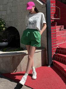 DAZY Letter Graphic Drop Shoulder Tee - Light Grey - View 7