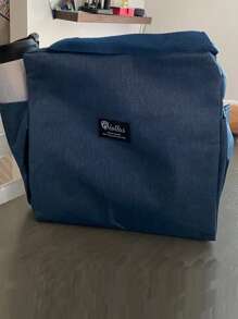 簡約風便當袋織物多功能便當袋寒冷和保溫袋午餐托特包保溫飯盒袋適用於學校工作適用於野餐旅行戶外適合女士男士 - 藏蓝色 - 查看 4