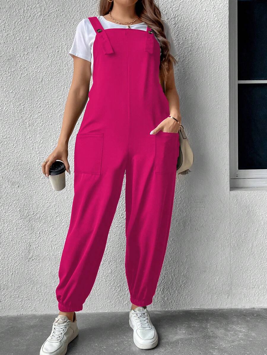 Flirla Mono overol con doble bolsillo sin camiseta - Rosa Fucsia - Ver 1
