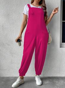 Flirla Mono overol con doble bolsillo sin camiseta - Rosa Fucsia - Ver 3