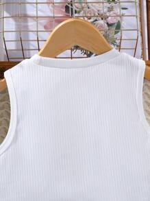 SHEIN 女孩實色背心和波點印花寬腿褲 - 彩色 - 查看 5