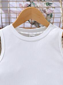 SHEIN 女孩實色背心和波點印花寬腿褲 - 彩色 - 查看 7