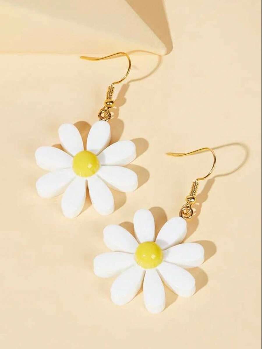 1pair Sweet Style Seashell & Pearl Dangle Earrings For Women - White - View 1