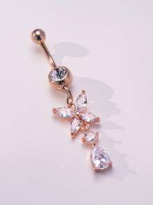 Cubic Zirconia Butterfly Decor Belly Ring - Gold - View 2