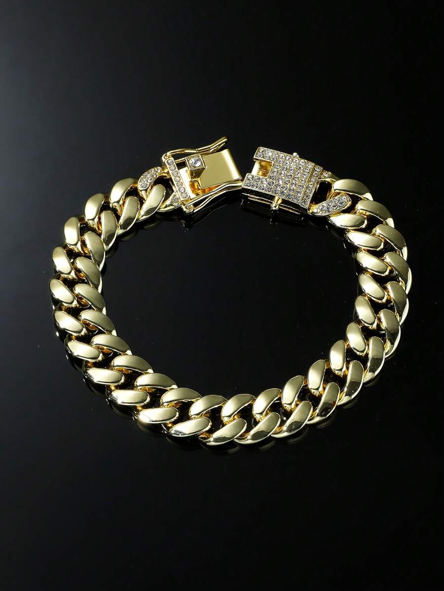 1 Chuỗi Liên Kết Nam Phong Cách Hip Hop Vòng Tay Cá Tính Tặng Cho Bạn Trai, Cho Món Quà Trang Sức Và Đảng - Vàng - Xem 1