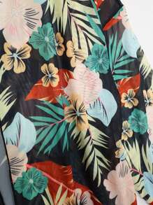 Swim Lushoire Plus Tropical Print Open Front Kimono - Multicolor - View 6