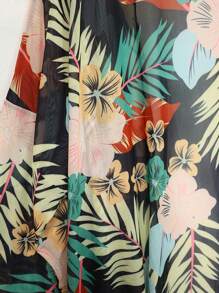 Swim Lushoire Plus Tropical Print Open Front Kimono - Multicolor - View 9