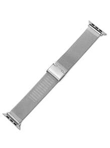 1入組男士女士銀顏色時尚網紗金屬錶帶45/49/38/40/41/42/44mm,錶帶適用於Apple WatchUltra/SE/8/7/6/5/4/3/2/1 - 銀色 - 查看 1