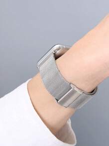 1入組男士女士銀顏色時尚網紗金屬錶帶45/49/38/40/41/42/44mm,錶帶適用於Apple WatchUltra/SE/8/7/6/5/4/3/2/1 - 銀色 - 查看 5