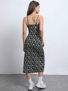 SHEIN EZwear 小花印花分裂大腿背心長夏裝連身裙 - 彩色 - 查看 2