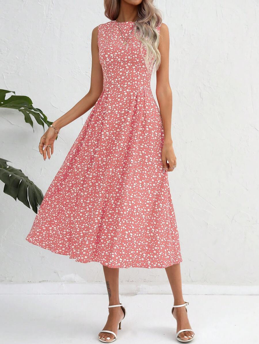 SHEIN VCAY 碎花A字連衣裙 - 粉色 - 查看 1