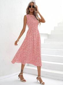 SHEIN VCAY 碎花A字連衣裙 - 粉色 - 查看 6