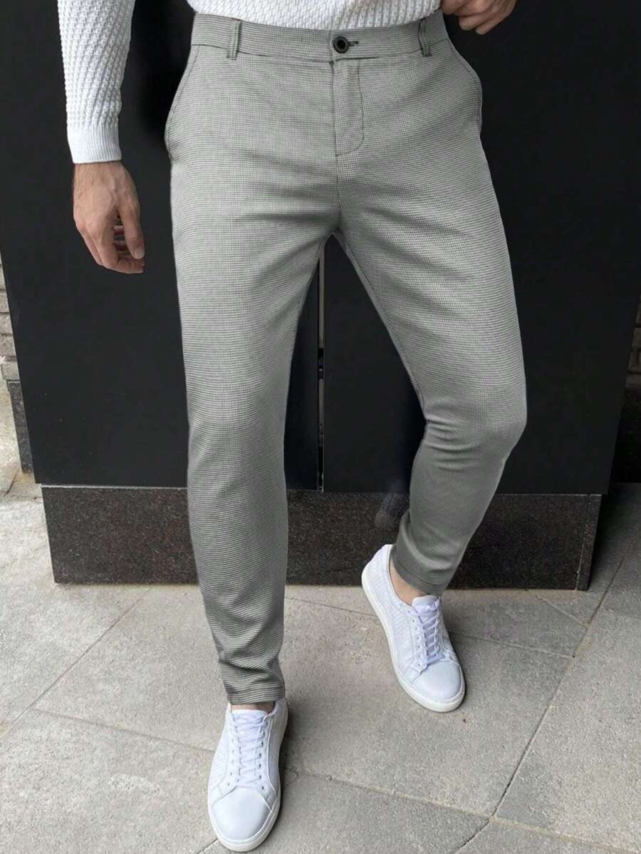 Manfinity Mode Men Slant Pocket Suit Trousers - Grey - View 1