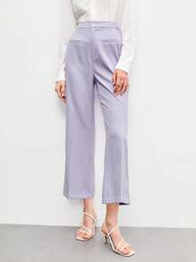 BizChic Solid Zipper Fly Trousers - Lilac Purple - View 2