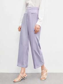 BizChic Solid Zipper Fly Trousers - Lilac Purple - View 5