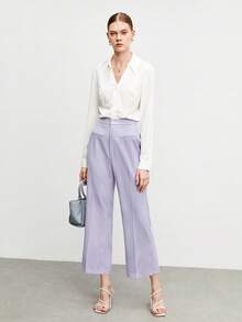 BizChic Solid Zipper Fly Trousers - Lilac Purple - View 6