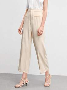 BizChic Solid Cropped Flare Leg Pants Workwear