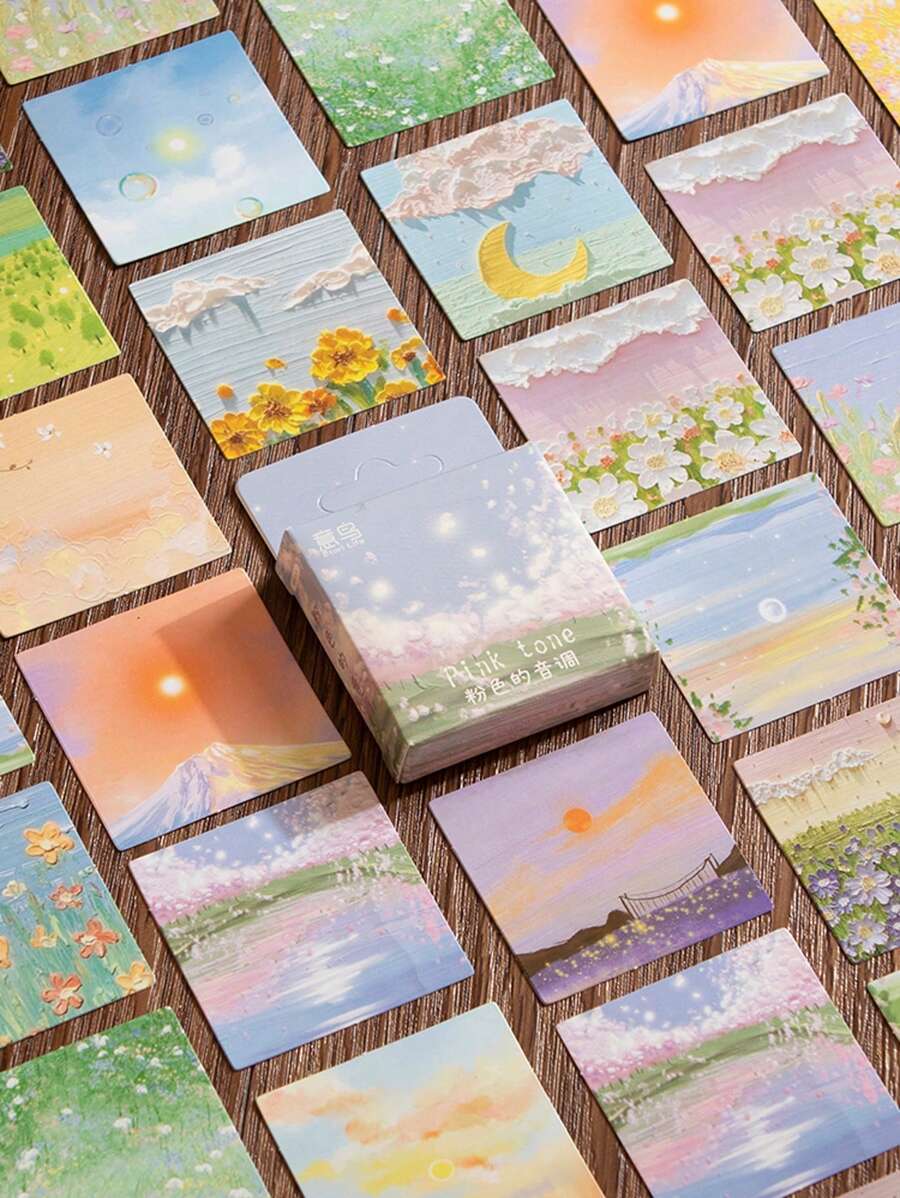 46 chiếc Tranh sơn dầu Thiết kế Hoa văn Phong cảnh Nhãn dán Các loại, Nhãn dán Đa năng Sáng tạo Cho Thủ công DIY, Trang trí, Tài khoản Cầm tay - trái cam - Xem 1