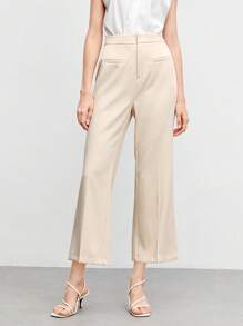 BizChic Solid Cropped Flare Leg Pants Workwear