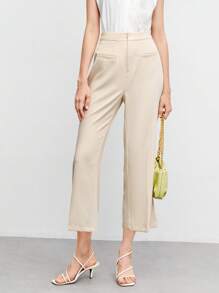 BizChic Solid Cropped Flare Leg Pants Workwear