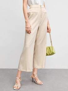 BizChic Solid Cropped Flare Leg Pants Workwear